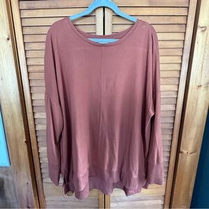 Time and Tru Cozy Brown Scoop-Neck Tunic Sweater